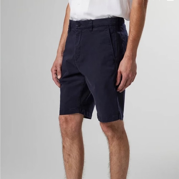 NN07 Crown 1004 Straight-Leg Brushed Organic Cotton Navy Blue Twill Shorts 32 - Picture 3 of 9
